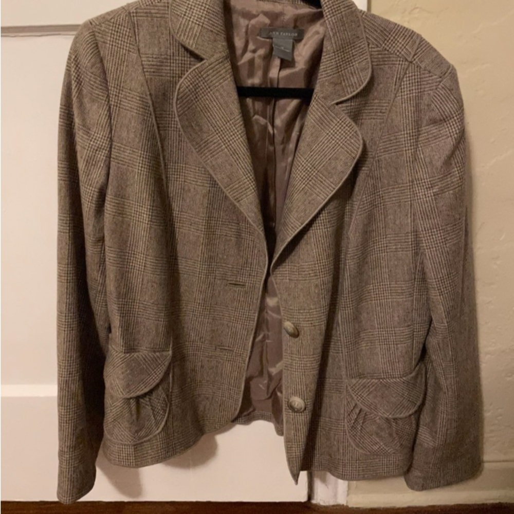 Ann Taylor Plaid Blazer - Brown